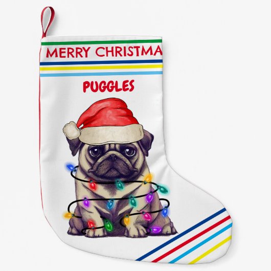 PUGクリスマスストッキングの名前。 スモールクリスマスストッキング (正面)