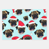 Pugクリスマスプレゼント包装紙 ラッピングペーパーシート (正面2)