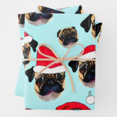 Pugクリスマスプレゼント包装紙 ラッピングペーパーシート (インサイチュ)