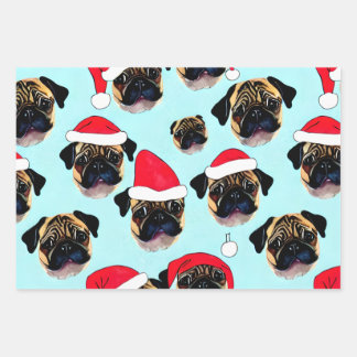Pugクリスマスプレゼント包装紙 ラッピングペーパーシート