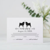 PUGシルエット結婚式RSVP返信 出欠カード (スタンド正面)