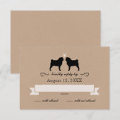 PUGシルエット結婚式RSVP返信 出欠カード (正面/裏面)