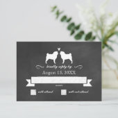 PUGシルエット結婚式RSVP返信 出欠カード (スタンド正面)