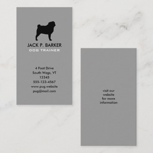 Pugシルエット 名刺 (正面/裏面)