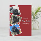 pugタスティック休日3枚の写真クリスマスカード 招待状 (スタンド正面)