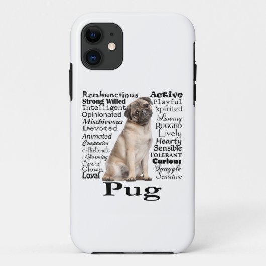 PUGトレイトの頭が切れる電話ケース Case-Mate iPhoneケース (裏面)