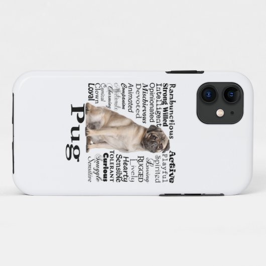 PUGトレイトの頭が切れる電話ケース Case-Mate iPhoneケース (裏面(横))