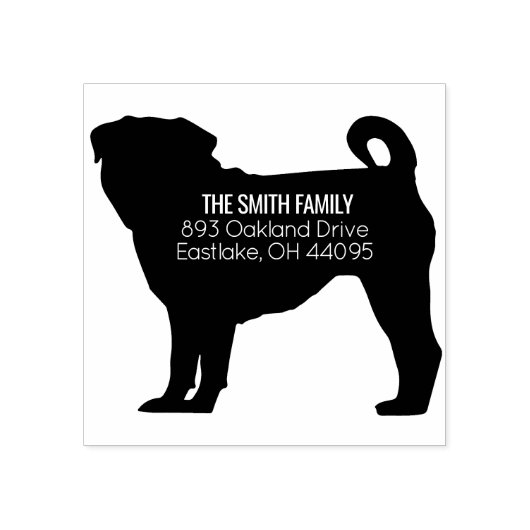 PUGドッグアドレススタンプ ラバースタンプ (インプリント)