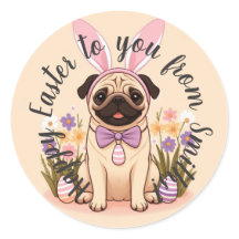 Pugハッピーイースターシール