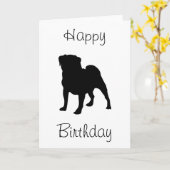 Pugハッピーバースデー カード (黄色い花)