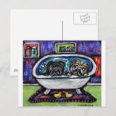 Pugバスタイム ポストカード (正面/裏面)