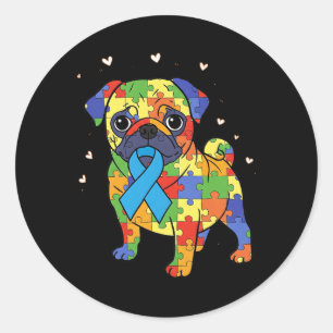 PUGパズル自閉症意識自閉症犬が私を子宮 ラウンドシール