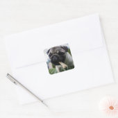 Pugパーソナライズされた Dogの写真と名前 スクエアシール (封筒)
