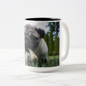 Pugパーソナライズされた Dogの写真と名前 ツートーンマグカップ (正面右)