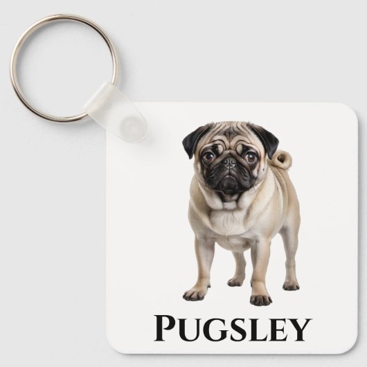 Pugパーソナライズ キーホルダー (正面)
