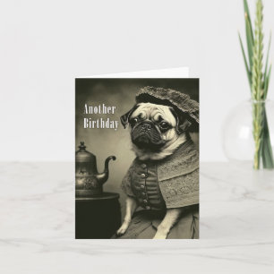 Pugビクトリアン誕生日カード – おもしろい Pugの写真 カード