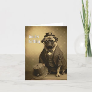 Pugビクトリアン誕生日カード – おもしろい Pugの写真 カード