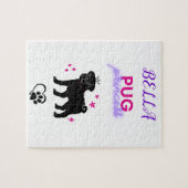 "PUGプリンセスの女の子のパズルパーソナライズされた。 ジグソーパズル (横)