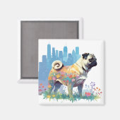 Pugベクターアートアニマル威厳のあるド マグネット (正面/裏面)