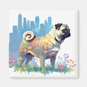 Pugベクターアートアニマル威厳のあるド マグネット