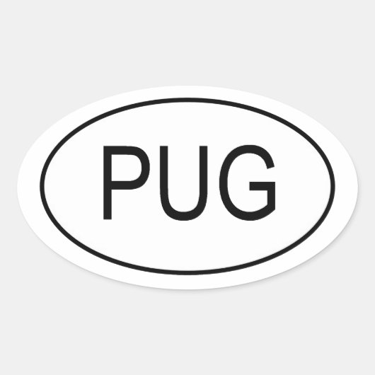 PUGユーロステッカー 楕円形シール (正面)
