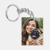 Pug写真の個人用設定のカスタマイズ追加 キーホルダー (正面左)