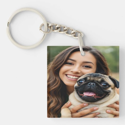 Pug写真の個人用設定のカスタマイズ追加 キーホルダー (正面)