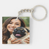 Pug写真の個人用設定のカスタマイズ追加 キーホルダー (裏面)