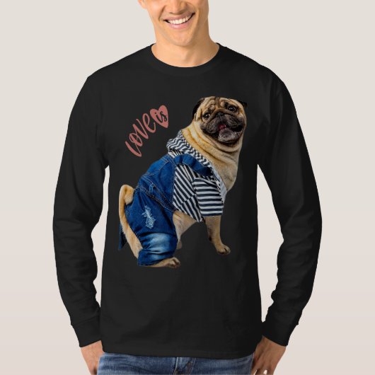 Pug女性男性pugママパパライフラブドッグペット13 Tシャツ (正面)