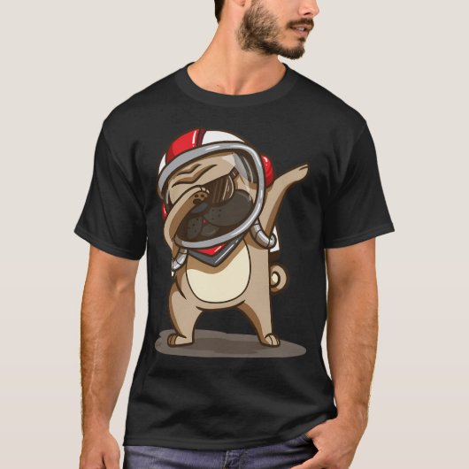 Pug宇宙飛行士愛犬家 Tシャツ (正面)