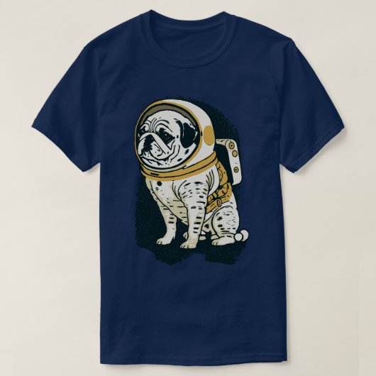 Pug宇宙飛行士 Tシャツ (デザイン正面)