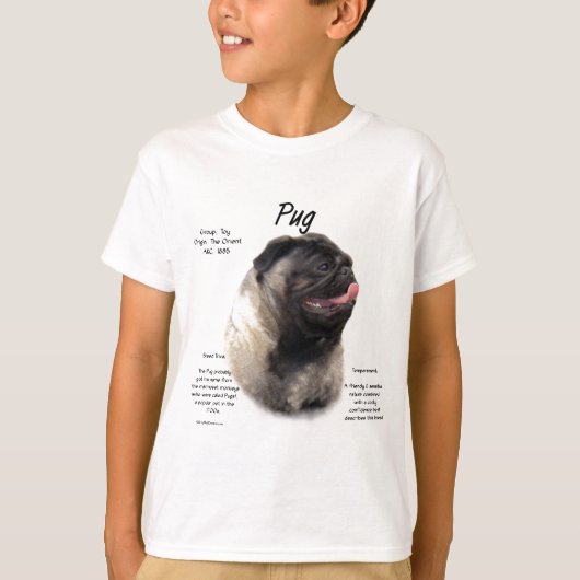 Pug履歴デザイン Tシャツ (正面)