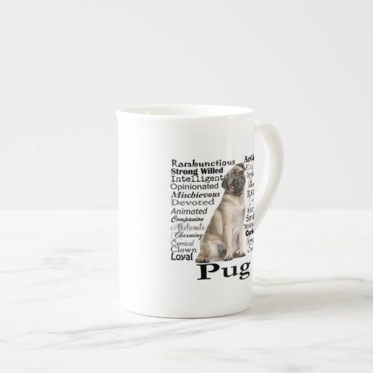 Pug形質ボーン中国Mug ボーンチャイナマグカップ (正面右)