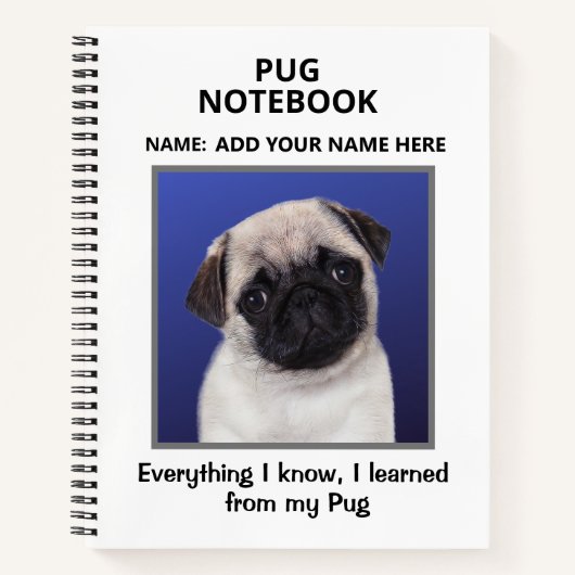 Pug愛好家のためのノートブック ノートブック (正面)