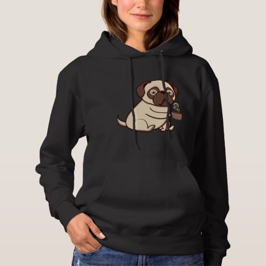 Pug愛EssentiのためのMug PugおもしろいギフトでPug パーカ (正面)