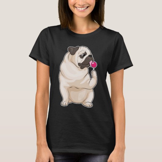 Pug棒つきキャンデー Tシャツ (正面)