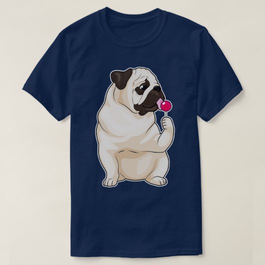 Pug棒つきキャンデー Tシャツ (デザイン正面)