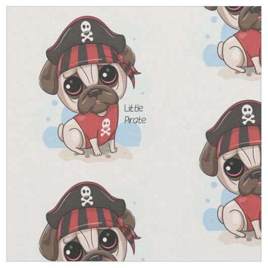Pug海賊織物 ファブリック (クローズアップ)