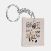 Pug特性キーチェーン キーホルダー (正面左)