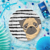 PUG白黒パターンデザイン ペーパープレート (パーティー)