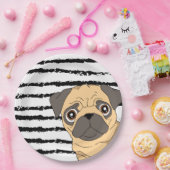 PUG白黒パターンデザイン ペーパープレート (パーティー)