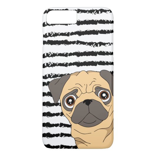 Pug白黒 ストライプの Case-Mate iPhoneケース (裏面)