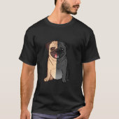Pug白黒、半分の黒とPug A H Tシャツ (正面)