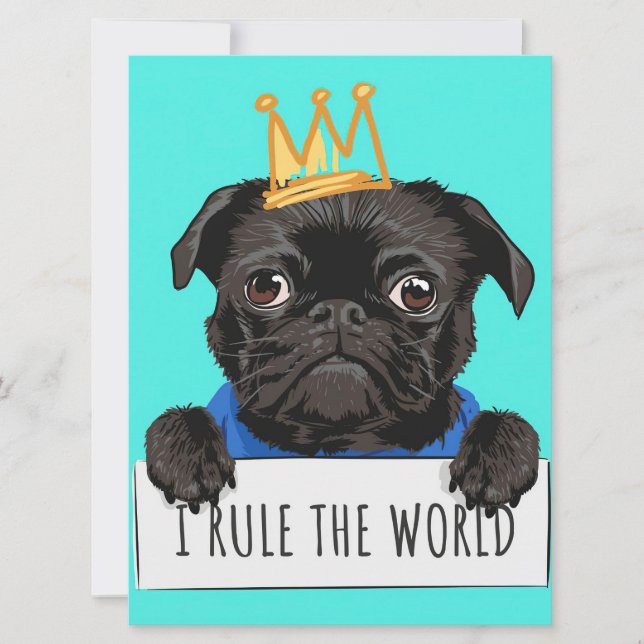 Pug私は世界のギフト、Pug愛おもしろい者ギフトを支配 (正面)