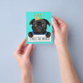Pug私は世界のギフト、Pug愛おもしろい者ギフトを支配 チラシ (手)