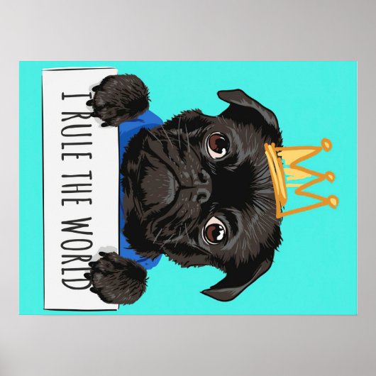 Pug私は世界のギフト、Pug愛おもしろい者ギフトを支配 ポスター (正面)