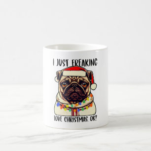 Pug私は単に自由な愛クリスマスOKパグ愛好家 コーヒーマグカップ