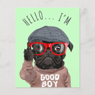 Pug私は良い男の子、Pug恋人のギフト、おもしろいPug チラシ