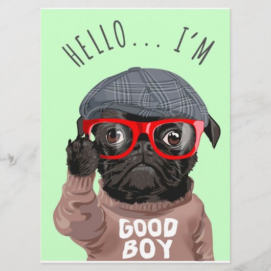 Pug私は良い男の子、Pug恋人のギフト、おもしろいPug メニュー (正面)