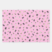 Pug紙吹雪 – バブルガムピンク、ターコイズ、緑 ラッピングペーパーシート (正面)